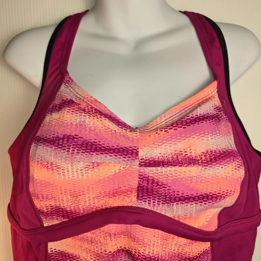 Nike Hot Pink Gleam lkat Racerback Sporty Tankini Top Swim Wear Women Size 1X